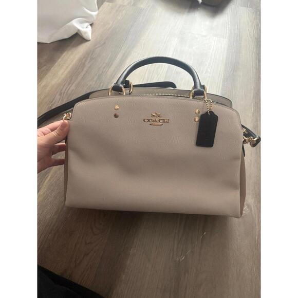 Coach Handbags - Coach White and tan Lillie Carryall Satchel handbag